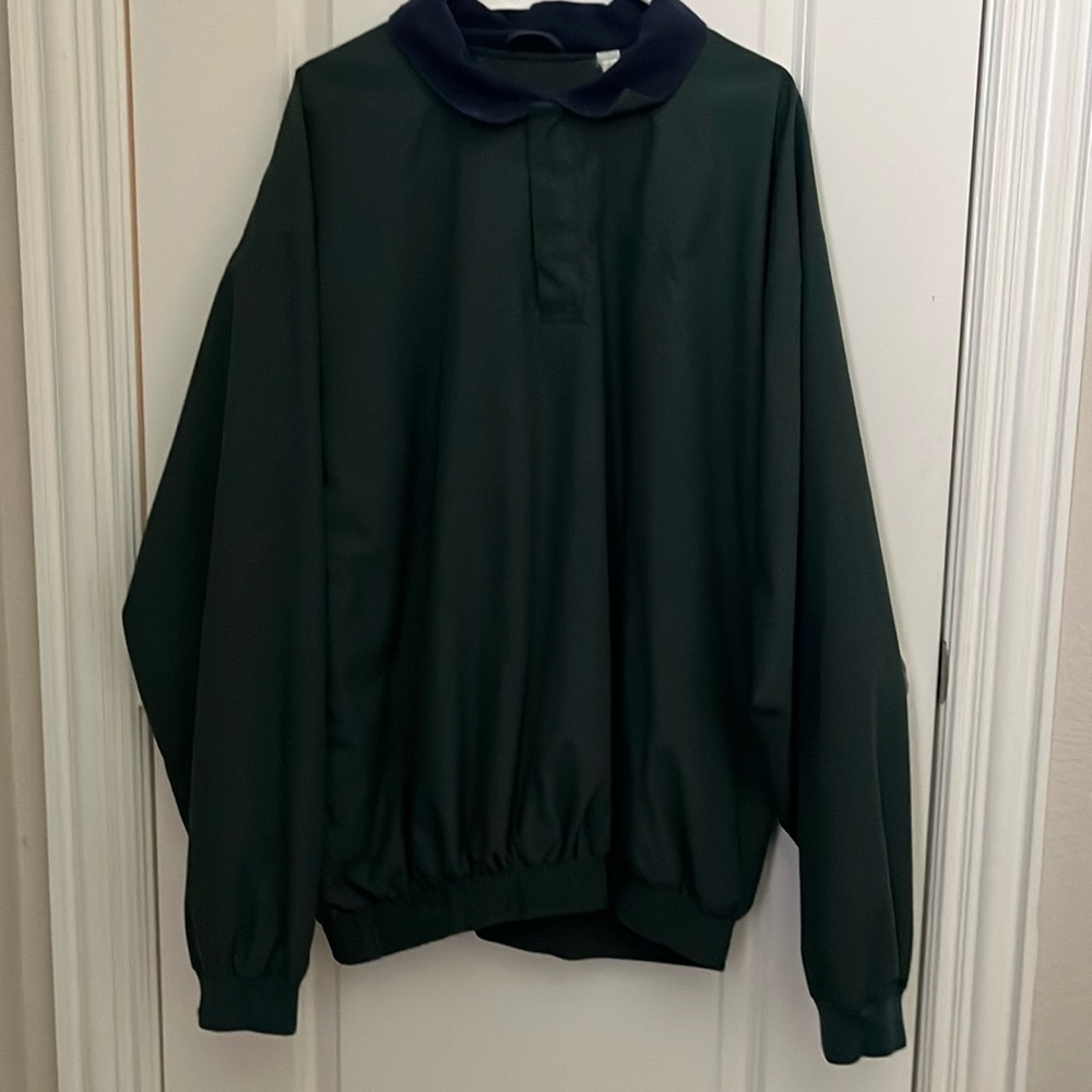 Dark Green Vintage Windbreaker with a dark blue collar